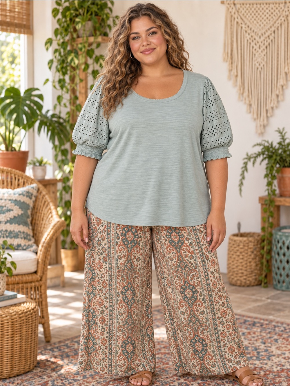 NWT Jane and Delancey Sage Eyelet-Sleeve Top Size 2X